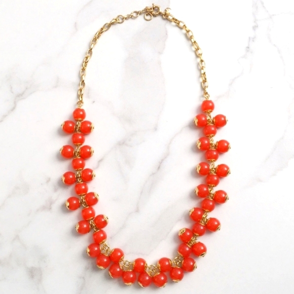 J. Crew Coral Cluster Goldtone Necklace - Picture 2 of 5